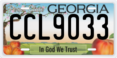 GA license plate CCL9033