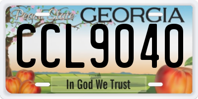 GA license plate CCL9040