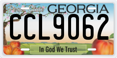 GA license plate CCL9062