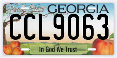 GA license plate CCL9063