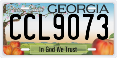 GA license plate CCL9073