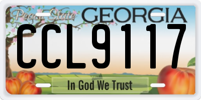 GA license plate CCL9117