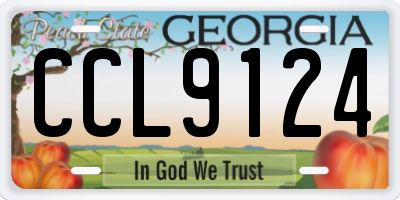 GA license plate CCL9124