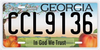 GA license plate CCL9136