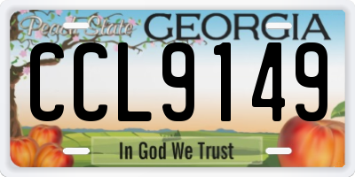 GA license plate CCL9149