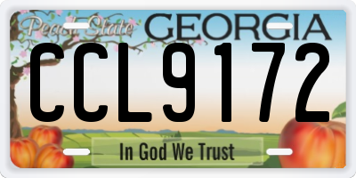 GA license plate CCL9172