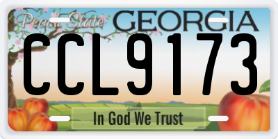 GA license plate CCL9173