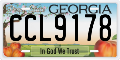GA license plate CCL9178