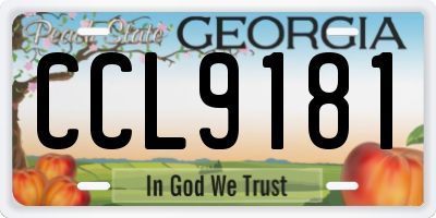 GA license plate CCL9181