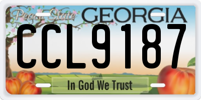 GA license plate CCL9187