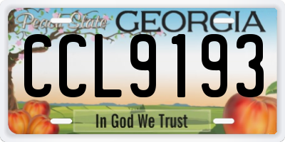 GA license plate CCL9193