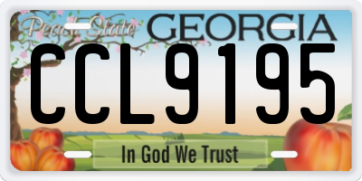 GA license plate CCL9195