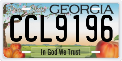 GA license plate CCL9196
