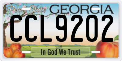 GA license plate CCL9202