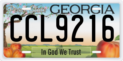 GA license plate CCL9216