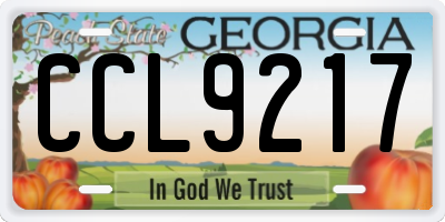 GA license plate CCL9217