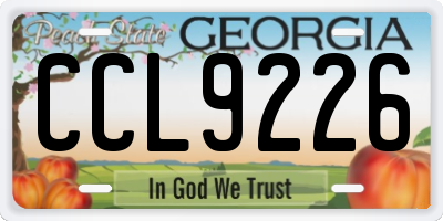 GA license plate CCL9226