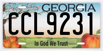 GA license plate CCL9231
