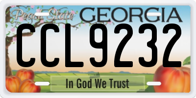 GA license plate CCL9232