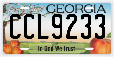 GA license plate CCL9233