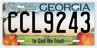 GA license plate CCL9243
