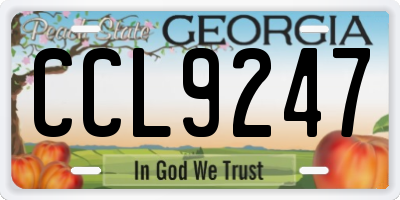 GA license plate CCL9247