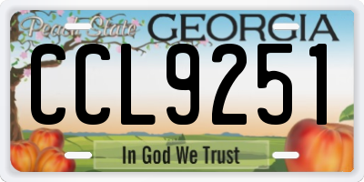 GA license plate CCL9251