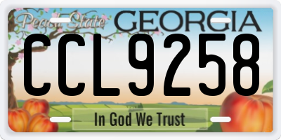 GA license plate CCL9258