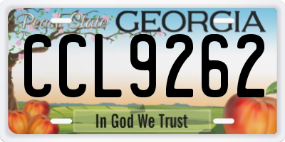 GA license plate CCL9262