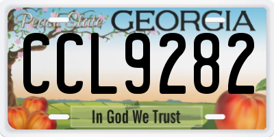 GA license plate CCL9282