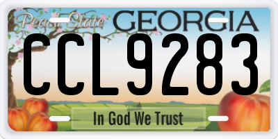 GA license plate CCL9283