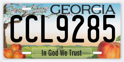 GA license plate CCL9285