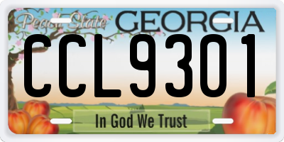 GA license plate CCL9301
