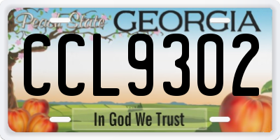 GA license plate CCL9302
