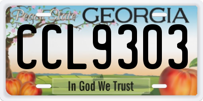 GA license plate CCL9303
