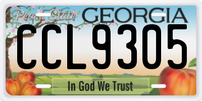 GA license plate CCL9305