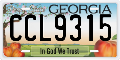 GA license plate CCL9315