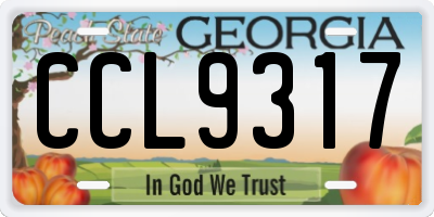 GA license plate CCL9317