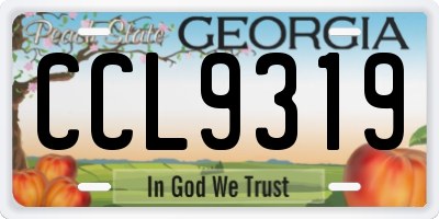 GA license plate CCL9319