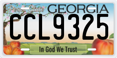 GA license plate CCL9325