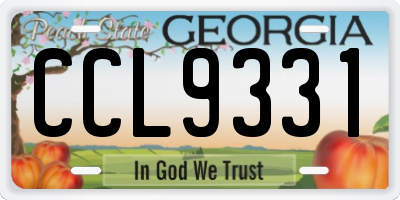 GA license plate CCL9331