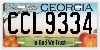 GA license plate CCL9334