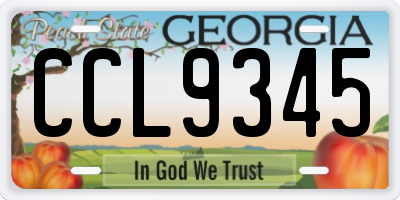 GA license plate CCL9345