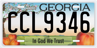 GA license plate CCL9346