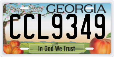 GA license plate CCL9349