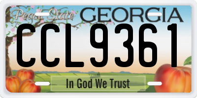GA license plate CCL9361
