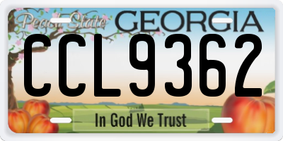GA license plate CCL9362
