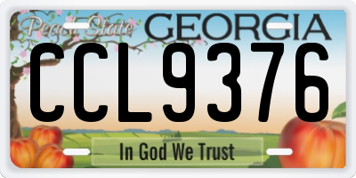 GA license plate CCL9376