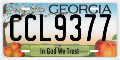 GA license plate CCL9377