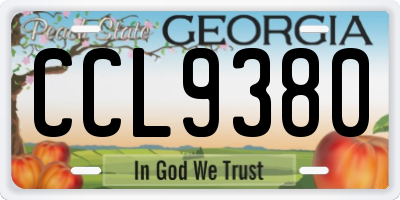 GA license plate CCL9380